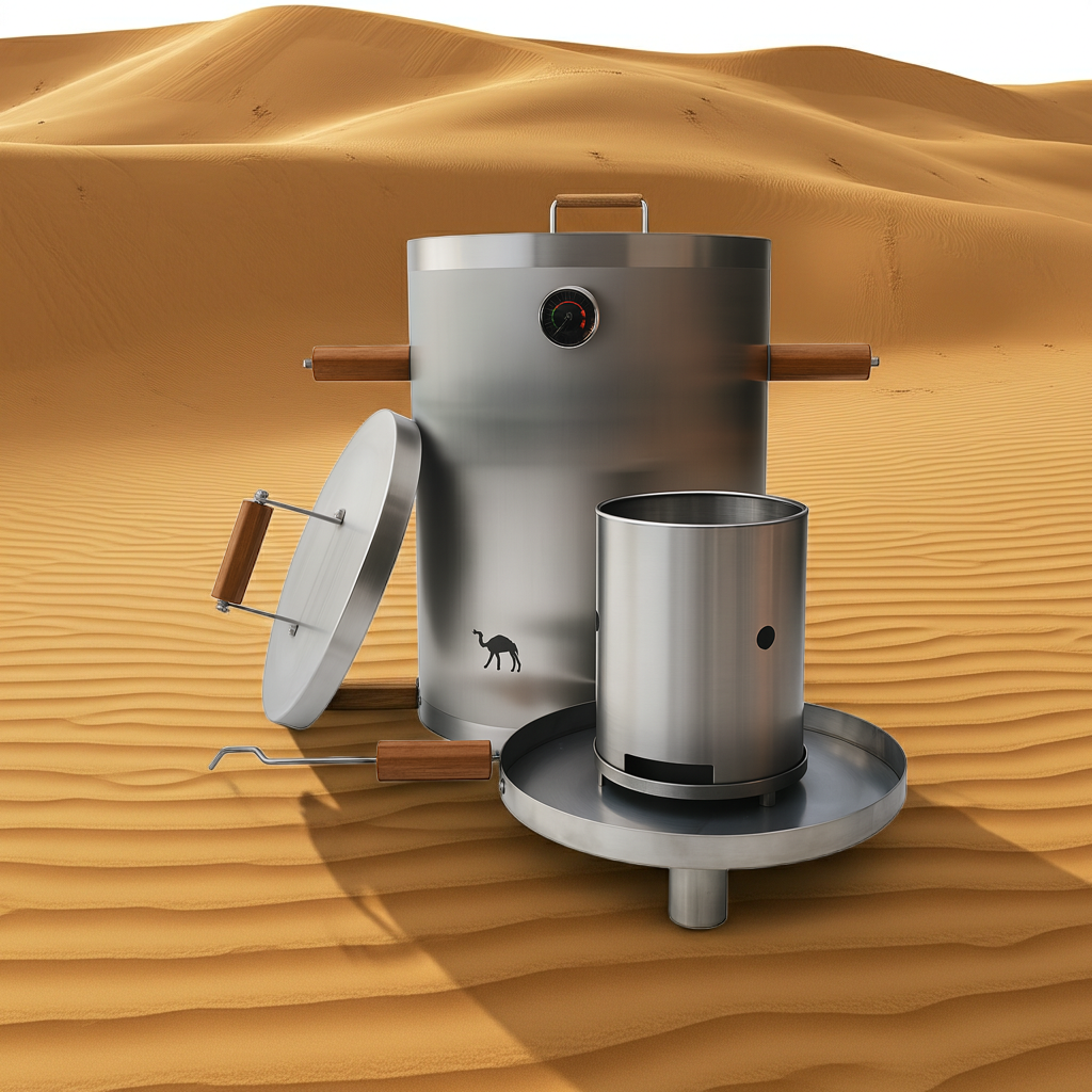 Camel combo BBQ: grill up to 60lbs with the big barrel with hook, ten hangers and the cover to understand the real essence of smoker grill.